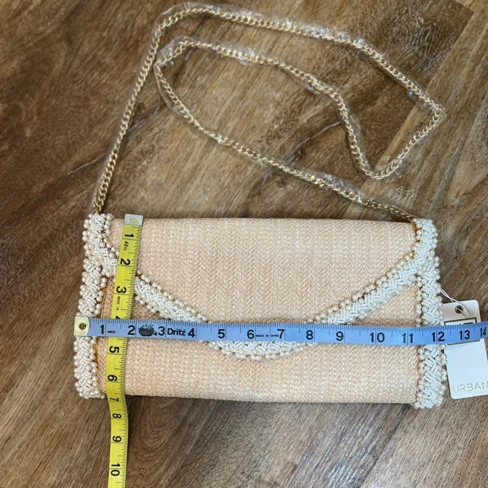 Urban Expressions Beige Beaded Envelope Clutch